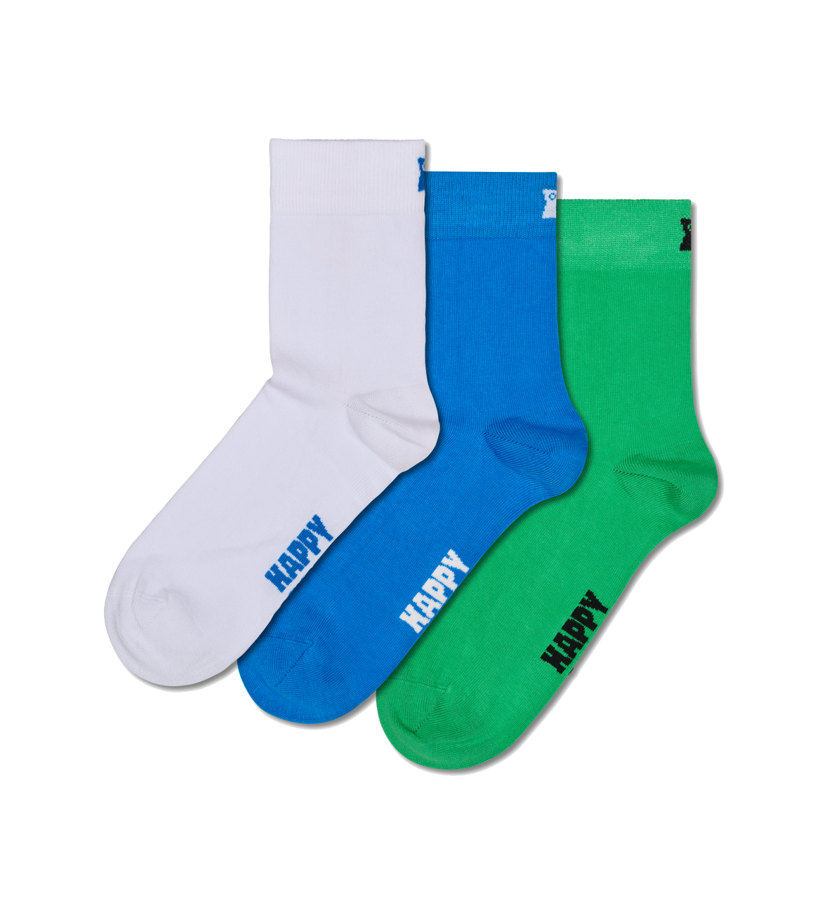 3pack Solid Short Crew Socks - White